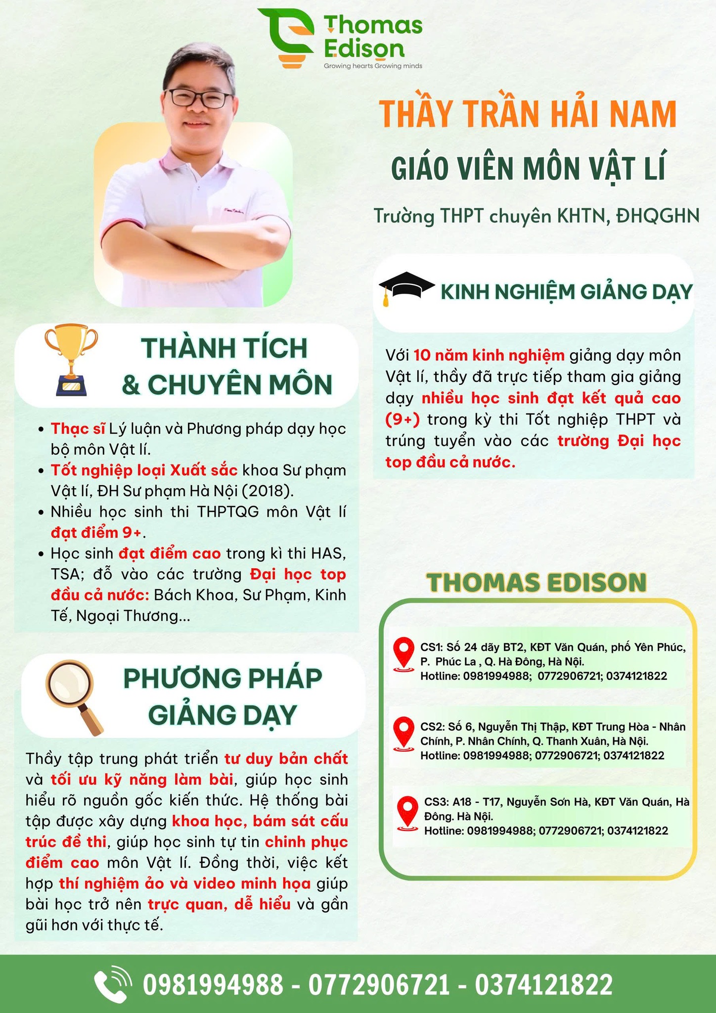 🔥2K9 - 2K10 - 2K11 CHÚ Ý! THOMAS EDISON CHÍNH THỨC MỞ LỚP ÔN THI VẬT LÍ THPTQG.🔥